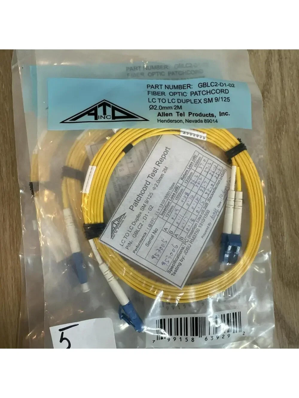 MixNEW ALLEN TEL GBLC2-D1-01 Singlemode Duplex LC to LC Fiber Optic Patch Cable